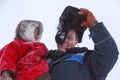 A resident of the tundra, indigenous residents of the Far North, tundra, open area, Little girl throw up, Little girl in national