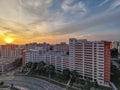 Residential apartment and housing blocks HDB estate during sunset in Singapore Royalty Free Stock Photo