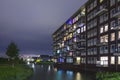 Residential appartment complex at night