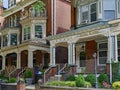 University of Pennsylvania, has many large old houses with large porches used as fraternity and sorority houses Royalty Free Stock Photo