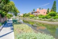 Residential area with canals in Venice Beach, California Royalty Free Stock Photo