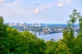 Residential area of the city with a river and bridges. Kyiv, Dnieper River Royalty Free Stock Photo