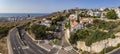 Residential area Ramat Eshkol. Haifa. Israel. Shooting from the drone from Freud`s road Derech Freud. Royalty Free Stock Photo