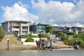 Luxuries modern houses along a river in Brisbane. Australia