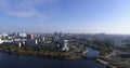 The residential area Rusanovka in Kiev in sunny day aerial panoramic view