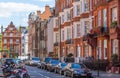 Residential aria of Mayfair with row of periodic buildings. Luxury property in the centre of London.