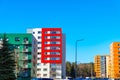 residential block of flats.Newly finished modern style apartment building in freshly renovated residential area.A newly built Royalty Free Stock Photo