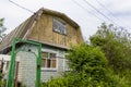 residential brick country house with a wooden roof Royalty Free Stock Photo