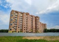 Residential brick house under construction. Royalty Free Stock Photo