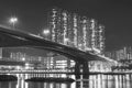 Residential building and bridge in Hong Kong city at night Royalty Free Stock Photo