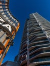 Residential building, skyscraper, grand tower in Europacity Frankfurt, Germany Royalty Free Stock Photo