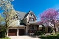 residential building suburban house architecture in neighborhood of america with garage Royalty Free Stock Photo