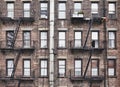 Residential  building wall with fire escapes, USA Royalty Free Stock Photo
