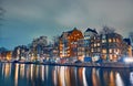 Amsterdam at night, the Netherlands Royalty Free Stock Photo