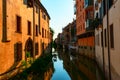 Residential buildings on the city canal San Massimo in Padua, Italy. Royalty Free Stock Photo