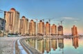 Residential buildings on the Pearl, an artificial island in Doha, Qatar Royalty Free Stock Photo