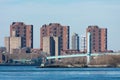 East Harlem Skyline in New York City with Ward`s Island Bridge Royalty Free Stock Photo