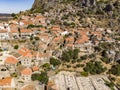 Cemetery and panorama of the city of Monsanto Idanha-a-Nova, Portugal. Shooting from the drone.