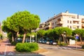 Residential buildings on the street in Lloret de Mar, Costa Brava, Spain