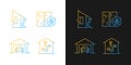 Residential construction gradient icons set for dark and light mode