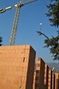 Residential construction site with red bricks Royalty Free Stock Photo