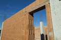 Residential construction site with red bricks Royalty Free Stock Photo