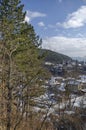 Residential district of bulgarian houses in winter village Pasarel