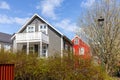 Residential district in Reykjavik, Iceland with traditional Icelandic ironclad houses with gable roofs