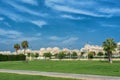 Residential fenced house complex in suburban neighborhood