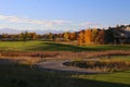 Residential golf course in Broomfield, Colorado with fall colors and the Rocky Mountains Royalty Free Stock Photo