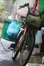 Vegetable seller using bike. Royalty Free Stock Photo