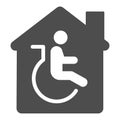 Residential handicap assistance solid icon, disability concept, disabled care, nursing home sign on white background