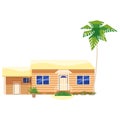 Residential Home Building, tropic trees, palms. House exterior facades front view architecture family cottage house or Royalty Free Stock Photo