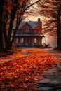 Residential Home during Fall Season Royalty Free Stock Photo