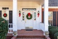 Beautiful front door decorated for Christmas