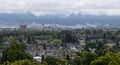 Residential Homes, Modern City and Mountain Landscape.