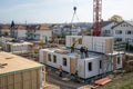 Residential house construction with prefabrication system Royalty Free Stock Photo