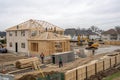 Residential house construction in progress at building site Royalty Free Stock Photo