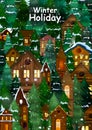Residential house on Happy Winter celebration greeting background for Merry Christmas