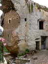 Residential house in the massive rock block Royalty Free Stock Photo