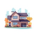 Residential house. Real estate. Countryside building exterior. Two storey dwelling place with garage. Suburban home Royalty Free Stock Photo