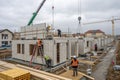 Residential house under construction with prefabrication system Royalty Free Stock Photo