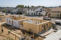 Residential house under construction with prefabrication system Royalty Free Stock Photo