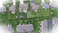 Residential houses from above overhead aerial view