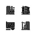 Residential houses black glyph icons set on white space Royalty Free Stock Photo