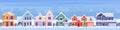 Residential houses with christmas decoration Royalty Free Stock Photo