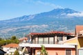 Residential houses in Giardini Naxos and Etna Royalty Free Stock Photo