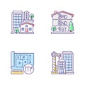 Residential houses RGB color icons set Royalty Free Stock Photo