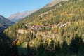 Residential houses, surrounded by forest. Town of Soelden, Imst district, Tyrol, Austria Royalty Free Stock Photo