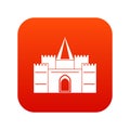 Residential mansion with towers icon digital red